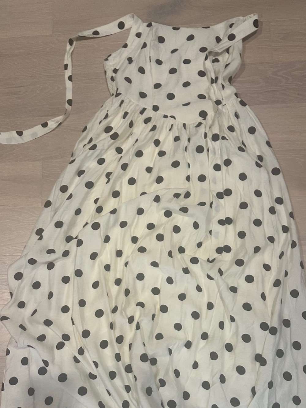 White with black polka dots maxi dress